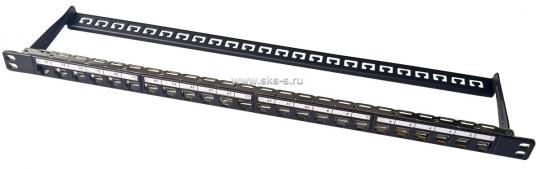 Панель коммутационная, наборная, универсальная UTP/STP, 24 порта, 19", 0,5U, с организатором