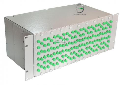 Кросс 19", предсобранный 4U, 144 порта FC/APC, 9/125 мкм (планки, сплайс-кассета 5шт, пигтейлы, КДЗС, адаптеры)