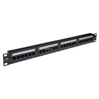 Коммутационная панель кат. 6, UTP, 19", 1U, 24хRJ45, 568A/В, черный