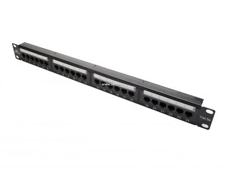 Коммутационная панель кат. 6, UTP, 19", 1U, 24хRJ45, 568A/В, черный