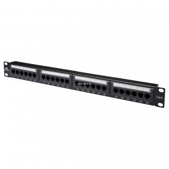 Коммутационная панель кат. 6, UTP, 19", 1U, 24хRJ45, 568A/В, черный