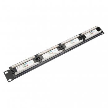 Коммутационная панель кат. 6, UTP, 19", 1U, 24хRJ45, 568A/В, черный