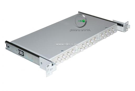 Кросс 19" выдвижной, предсобранный 1U, 24 порта FC/UPC, 50/125 мкм (планки, сплайс-кассета, пигтейлы, КДЗС, адаптеры)