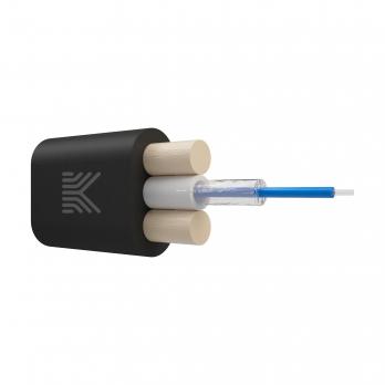 Оптический кабель Дроп-плоский 1 волокно 0.6 кН SM 9/125 G.657.A1 с центральной трубкой усилен стеклопрутками