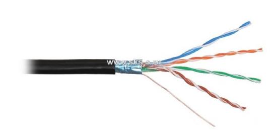 Кабель F/UTP, 4 пары, Кат.5e, 100 МГц, AWG 24, внеш. ПЭ до - 60°С, кор. 305 м, цв. черн.
