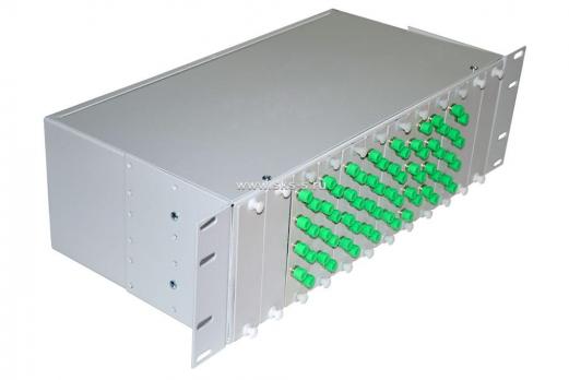 Кросс 19", предсобранный 3U, 64 порта FC/UPC, 50/125 мкм ОМ4 (планки, сплайс-кассета 2шт, пигтейлы, КДЗС, адаптеры)