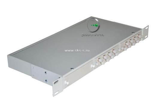 Кросс 19", предсобранный 1U, 16 портов FC/UPC, 9/125 мкм (планки, сплайс-кассета, пигтейлы, КДЗС, адаптеры)