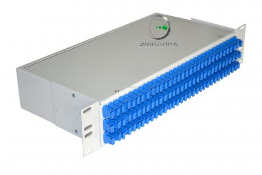 Кросс 19", предсобранный 2U, 96 портов SC/UPC, 9/125 мкм (сплошная панель, сплайс-кассета 3шт, пигтейлы, КДЗС, адаптеры)