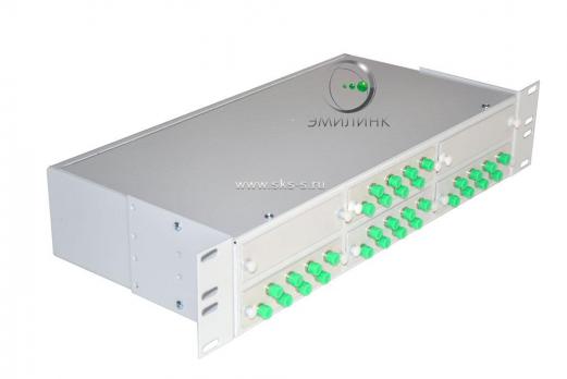 Кросс 19", предсобранный 2U, 32 порта FC/APC, 9/125 мкм (планки, сплайс-кассета, пигтейлы, КДЗС, адаптеры)