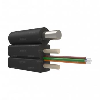 Кабель оптический FTTH с внешним силовым элементом из стальной проволоки, 4 волокна, G657A1, усилен проволокой (черный)