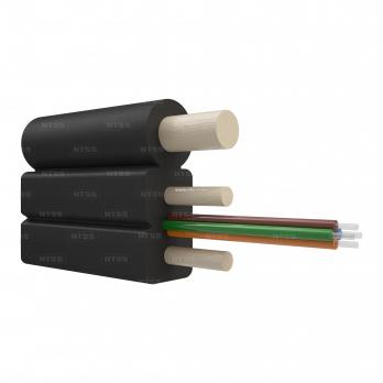 Кабель оптический FTTH с внешним силовым элементом из стеклопрутка, 4 волокна, G657A1, усилен стеклопрутками (черный)