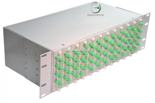 Кросс 19", предсобранный 3U, 96 портов FC/APC, 9/125 мкм (планки, сплайс-кассета 3шт, пигтейлы, КДЗС, адаптеры)