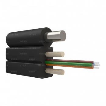 Кабель оптический FTTH с внешним силовым элементом из стальной проволоки, 4 волокна, G657A1, усилен стеклопрутками (черный)