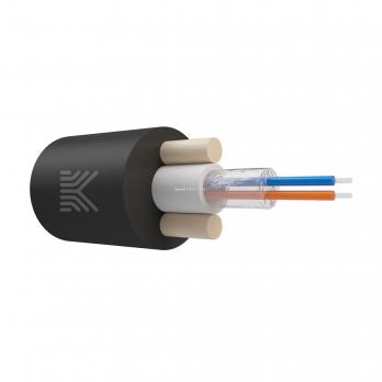 Оптический кабель Дроп-круглый 2 волокно 1 кН SM 9/125 G.657.A1 полиэтилен с центральной трубкой усилен стеклопрутками