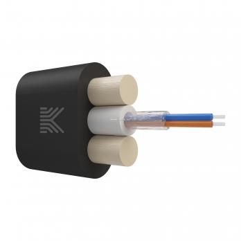 Оптический кабель Дроп-плоский 2 волокна 1.5 кН SM 9/125 G.657.A1 полиэтилен с центральной трубкой усилен стеклопрутками