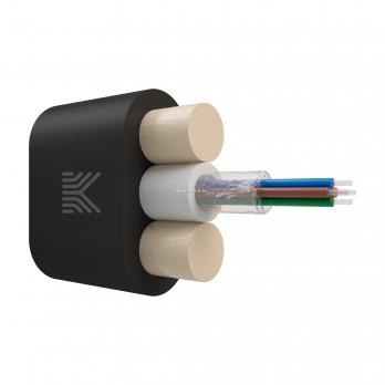 Оптический кабель Дроп-плоский 4 волокна 2.4 кН SM 9/125 G.657.A1 полиэтилен с центральной трубкой усилен стеклопрутками