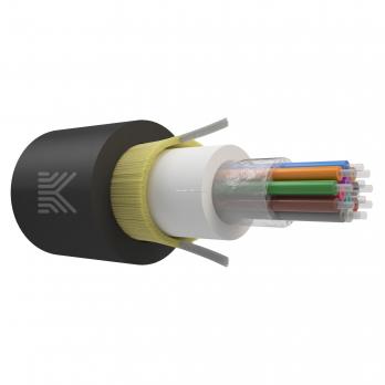 Оптический кабель Дроп-круглый 12 волокна 1 кН SM 9/125 G.657.A1 с центральной трубкой упрочняющей силовой элемент арамидные нити нг(А)-HF
