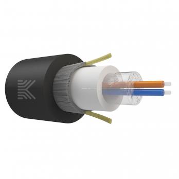 Оптический кабель Дроп-круглый 2 волокно 1 кН SM 9/125 G.657.A1 с центральной трубкой упрочняющей силовой элемент стеклонити нг(А)-HF