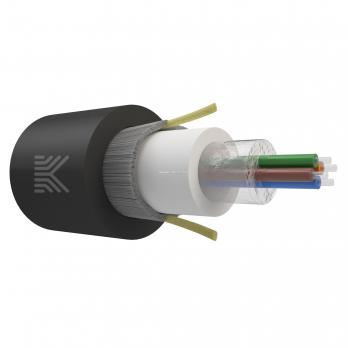 Оптический кабель Дроп-круглый 4 волокна 1 кН SM 9/125 G.657.A1 с центральной трубкой упрочняющей силовой элемент стеклонити полиэтилен