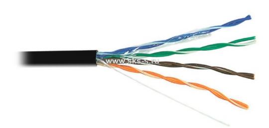 Кабель U/UTP, 4 пары, Кат.5e, 100 МГц, AWG 24, унив. LS0H нг(А)-HFLTx до- 40°С, кор. 305 м, ц. чер.
