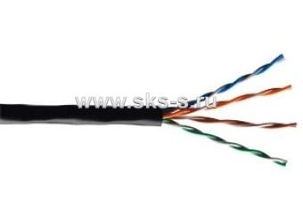 Кабель кат.6, 4 пары U/UTP, 23AWG, РЕ, черный, внешний, катушка 500