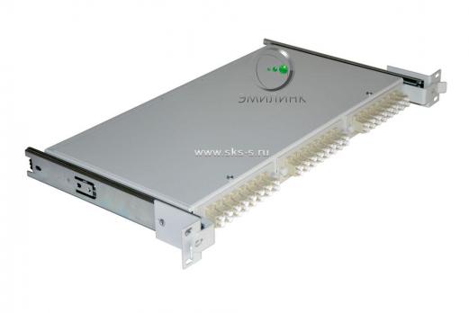 Кросс 19" выдвижной, предсобранный 1U, 24 порта LC/UPC duplex, 50/125 мкм (планки, сплайс-кассета 2шт, пигтейлы, КДЗС, адаптеры)