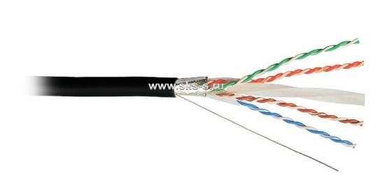 Кабель F/UTP, 4 пары, Кат.6, 250 МГц, AWG 23, внеш. ПЭ до - 60°С, кат. 500 м, цв. черн.