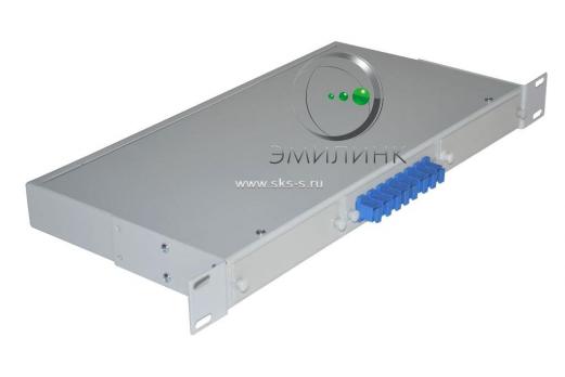 Кросс 19", предсобранный 1U, 8 портов SC/UPC, 50/125 мкм ОМ3 (планки, сплайс-кассета, пигтейлы, КДЗС, адаптеры)