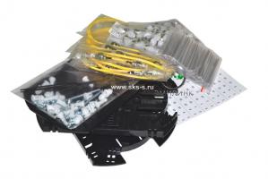 Кросс 19" выдвижной, предсобранный 1U, 16 портов FC/UPC, 9/125 мкм (планки, сплайс-кассета, пигтейлы, КДЗС, адаптеры)