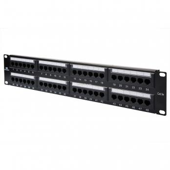 Коммутационная панель кат.5е, UTP, 19", 2U, 48хRJ45, 568A/В, черный, с организаторами