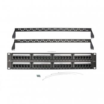 Коммутационная панель кат.5е, UTP, 19", 2U, 48хRJ45, 568A/В, черный, с организаторами