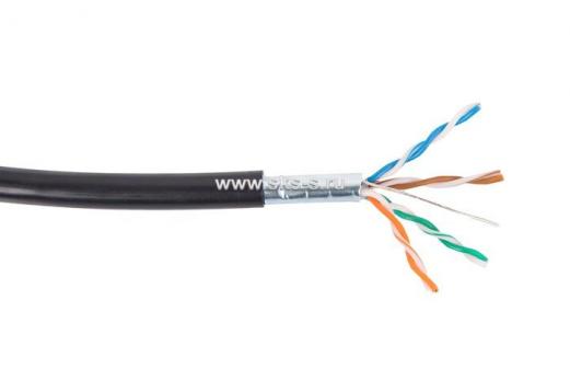 Кабель кат. 5е, 4 пары F/UTP PE, 24AWG, черный, внешний, катушка 305 м