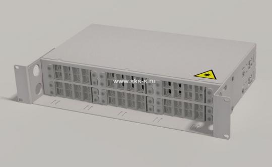 Оптический кросс (бокс) 19" с полкой (площадкой), 2U, до 48 портов