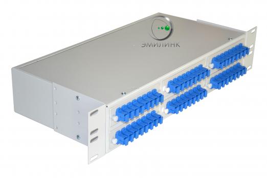 Кросс 19", предсобранный 2U, 48 портов SC/UPC, 9/125 мкм (планки, сплайс-кассета 2шт, пигтейлы, КДЗС, адаптеры)