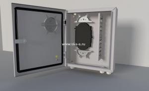 Оптический кросс (бокс) IP 55 настенный, одна дверь, замок, до 24 портов