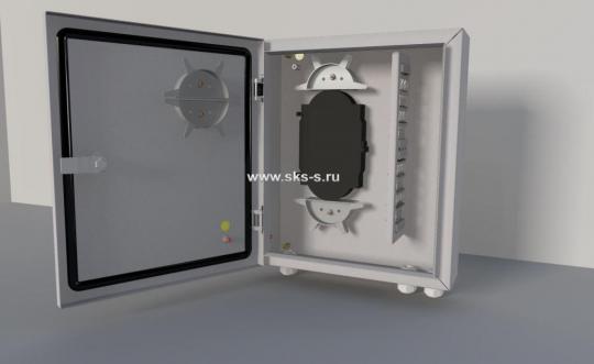 Оптический кросс (бокс) IP 55 настенный, одна дверь, замок, до 24 портов