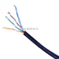 Кабель категории 5е, 4 пары U/UTP, 24AWG, PE, черный, внешний, коробка 305