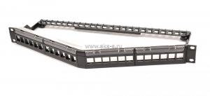 LUE-PPMA24S-1U LU Наборная патч-панель 19" угловая, 1U, 24 порта для модулей STP