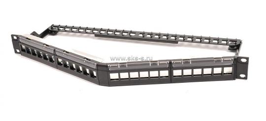 LUE-PPMA24S-1U LU Наборная патч-панель 19" угловая, 1U, 24 порта для модулей STP