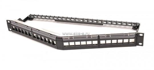LUE-PPMA24S-1U LU Наборная патч-панель 19" угловая, 1U, 24 порта для модулей STP