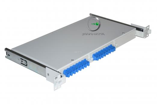 Кросс 19" выдвижной, предсобранный 1U, 16 портов SC/UPC, 50/125 мкм (планки, сплайс-кассета, пигтейлы, КДЗС, адаптеры)