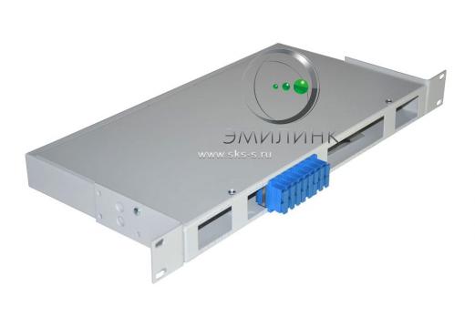 Кросс 19", предсобранный 1U, 8 портов SC/UPC duplex, 9/125 мкм (сплошная панель, сплайс-кассета, пигтейлы, КДЗС, адаптеры)