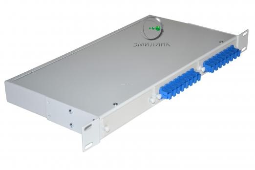 Кросс 19", предсобранный 1U, 16 портов SC/UPC, 9/125 мкм (планки, сплайс-кассета, пигтейлы, КДЗС, адаптеры)