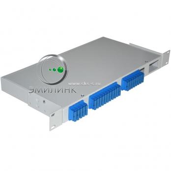 Кросс 19", предсобранный 1U, 24 порта SC/UPC duplex, 9/125 мкм (сплошная панель, сплайс-кассета 2шт, пигтейлы, КДЗС, адаптеры)