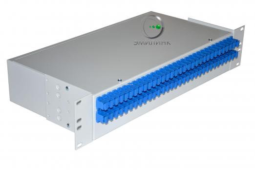 Кросс 19", предсобранный 2U, 64 порта SC/APC, 9/125 мкм (сплошная панель, сплайс-кассета 2шт, пигтейлы, КДЗС, адаптеры)