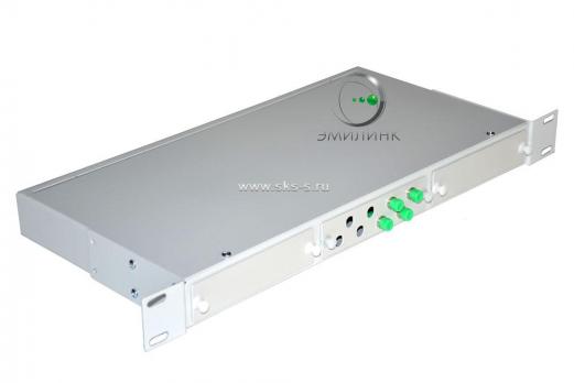 Кросс 19", предсобранный 1U, 4 порта FC/APC, 9/125 мкм (планки, сплайс-кассета, пигтейлы, КДЗС, адаптеры)