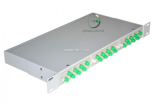 Кросс 19", предсобранный 1U, 24 порта FC/APC, 9/125 мкм (планки, сплайс-кассета, пигтейлы, КДЗС, адаптеры)