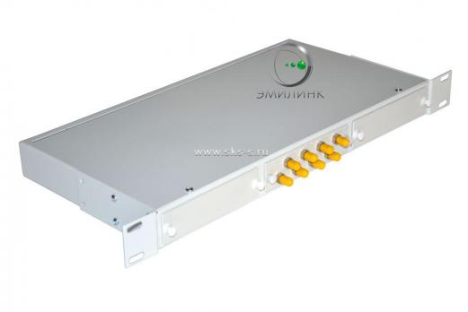 Кросс 19", предсобранный 1U, 8 портов ST/UPC, 62.5/125 мкм (планки, сплайс-кассета, пигтейлы, КДЗС, адаптеры)