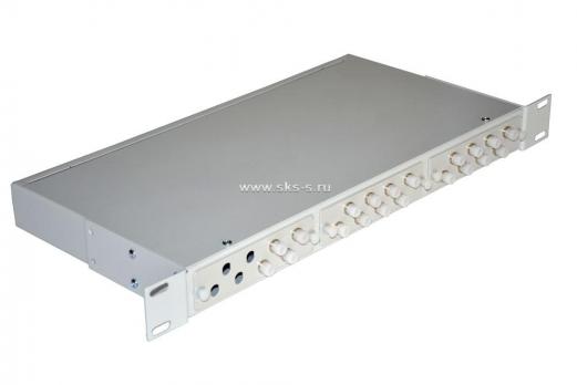 Кросс 19", предсобранный 1U, 20 портов FC/UPC, 50/125 мкм ОМ4 (планки, сплайс-кассета, пигтейлы, КДЗС, адаптеры)