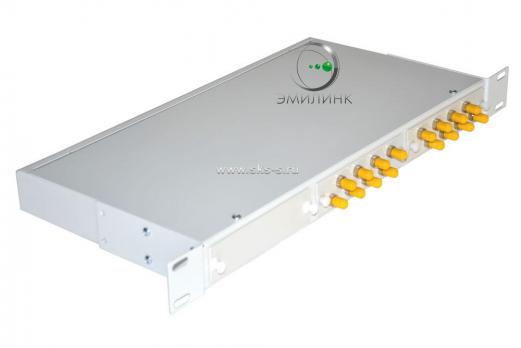 Кросс 19", предсобранный 1U, 16 портов ST/UPC, 50/125 мкм (планки, сплайс-кассета, пигтейлы, КДЗС, адаптеры)